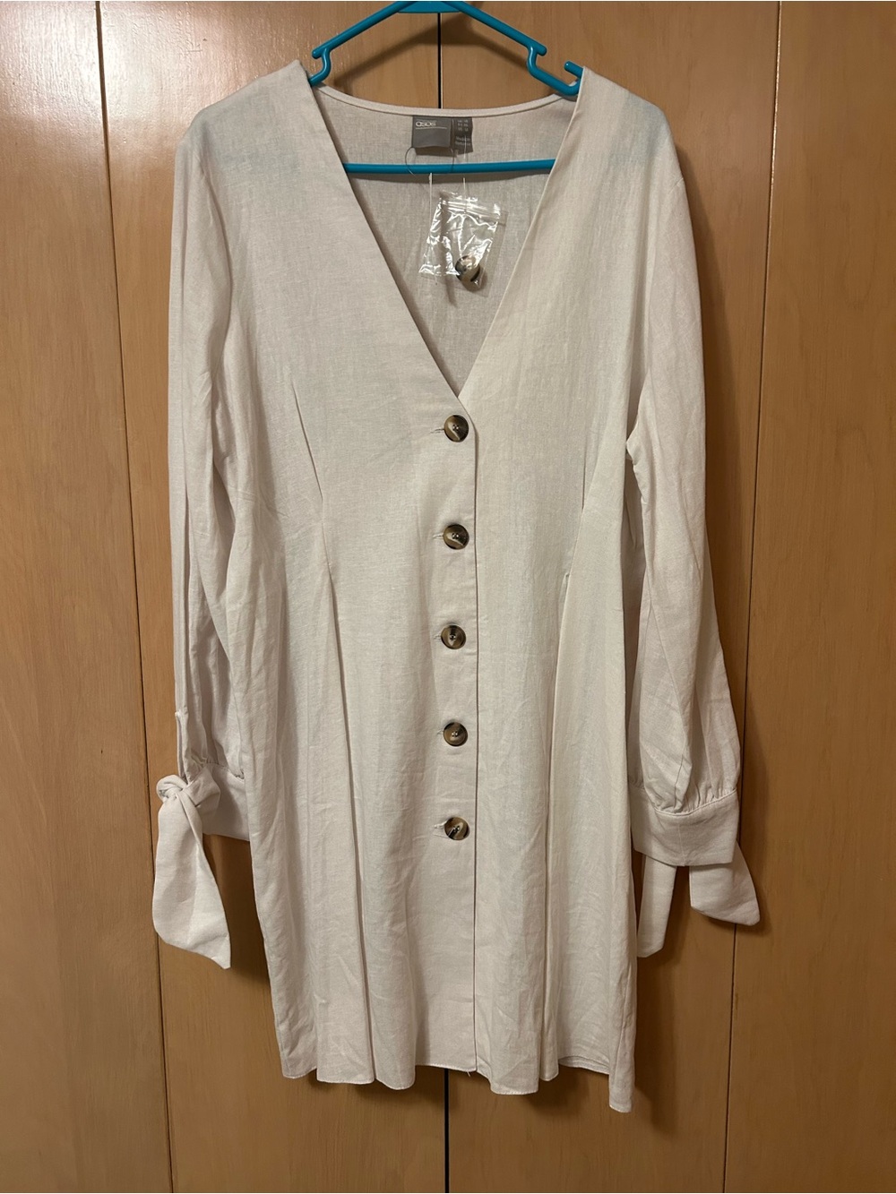 ASOS White Button-Front V-Neck Dress